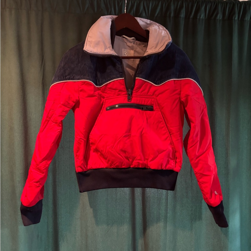 Red and Blue Zip-Up Ski Bomber Jacket